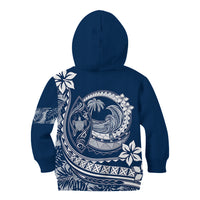 Polynesian Plumeria Kid Hoodie Ride The Waves - Navy Blue LT7 - Polynesian Pride