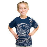Polynesian Plumeria Kid T Shirt Ride The Waves - Navy Blue LT7 Navy Blue - Polynesian Pride
