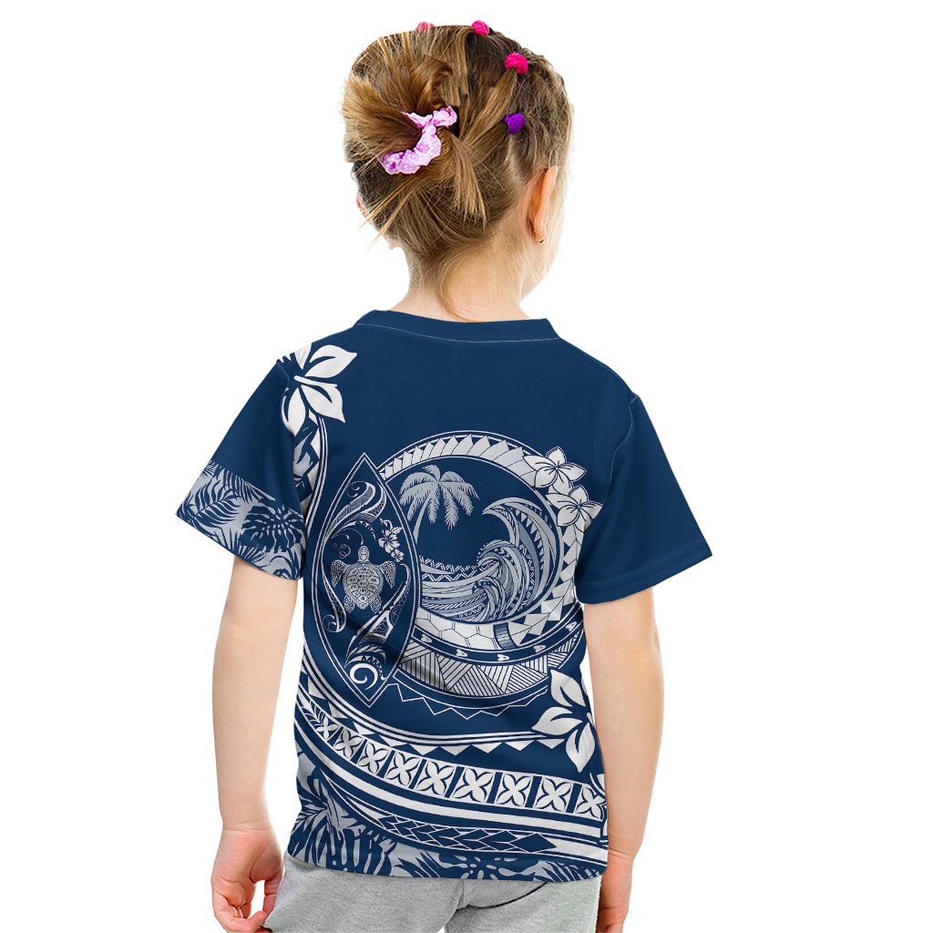 Polynesian Plumeria Kid T Shirt Ride The Waves - Navy Blue LT7 - Polynesian Pride