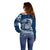 Polynesian Plumeria Off Shoulder Sweater Ride The Waves - Navy Blue LT7 - Polynesian Pride