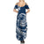 Polynesian Plumeria Summer Maxi Dress Ride The Waves - Navy Blue LT7 - Polynesian Pride