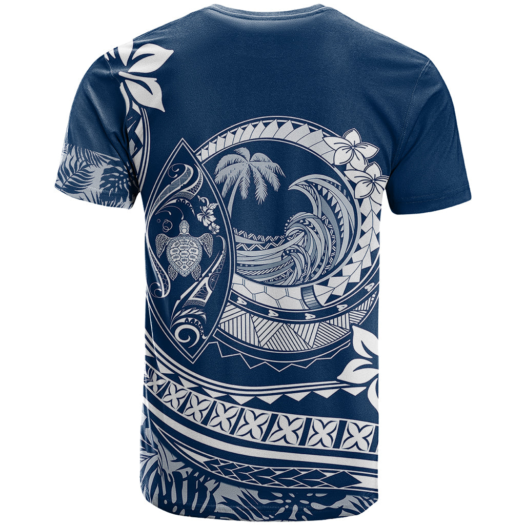 Polynesian Plumeria T Shirt Ride The Waves Navy Blue LT7 - Polynesian Pride