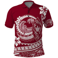 Polynesian Plumeria Polo Shirt Ride The Waves Burgundy LT7 Burgundy - Polynesian Pride