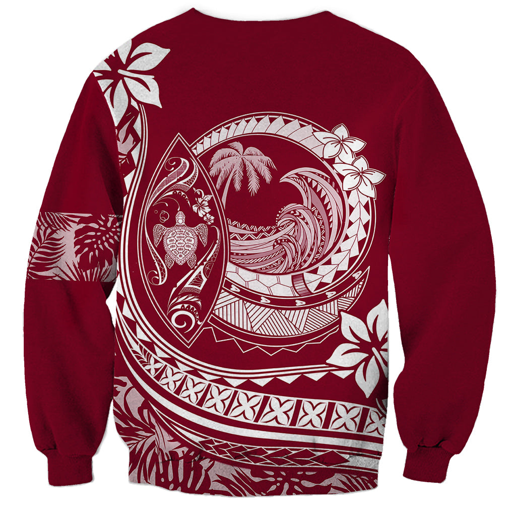 Polynesian Plumeria Sweatshirt Ride The Waves - Burgundy LT7 - Polynesian Pride