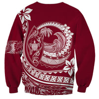 Polynesian Plumeria Sweatshirt Ride The Waves - Burgundy LT7 - Polynesian Pride