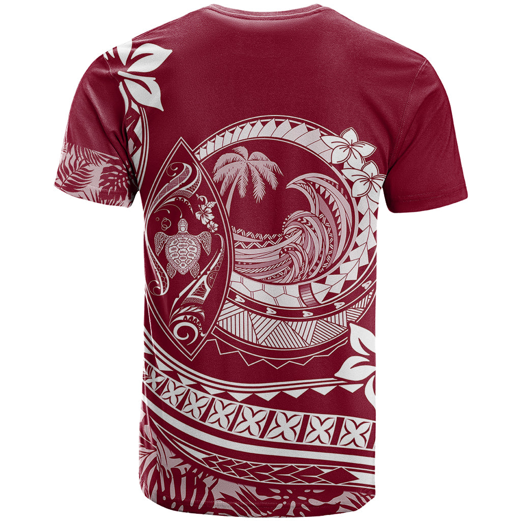 Polynesian Plumeria T Shirt Ride The Waves Burgundy LT7 - Polynesian Pride
