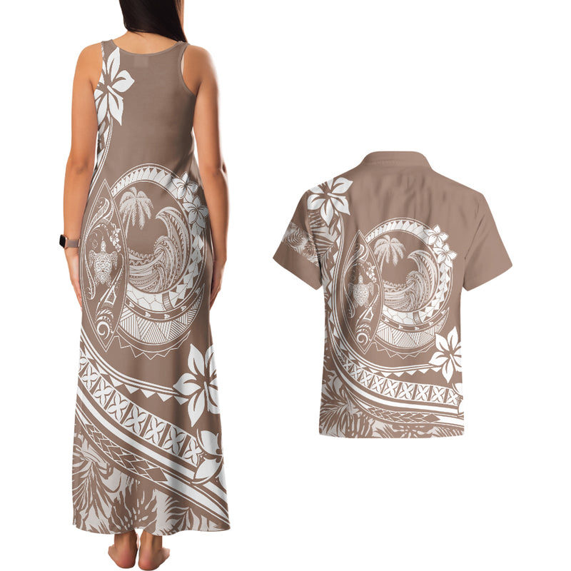 Polynesian Plumeria Couples Matching Tank Maxi Dress And Hawaiian Shirt ...