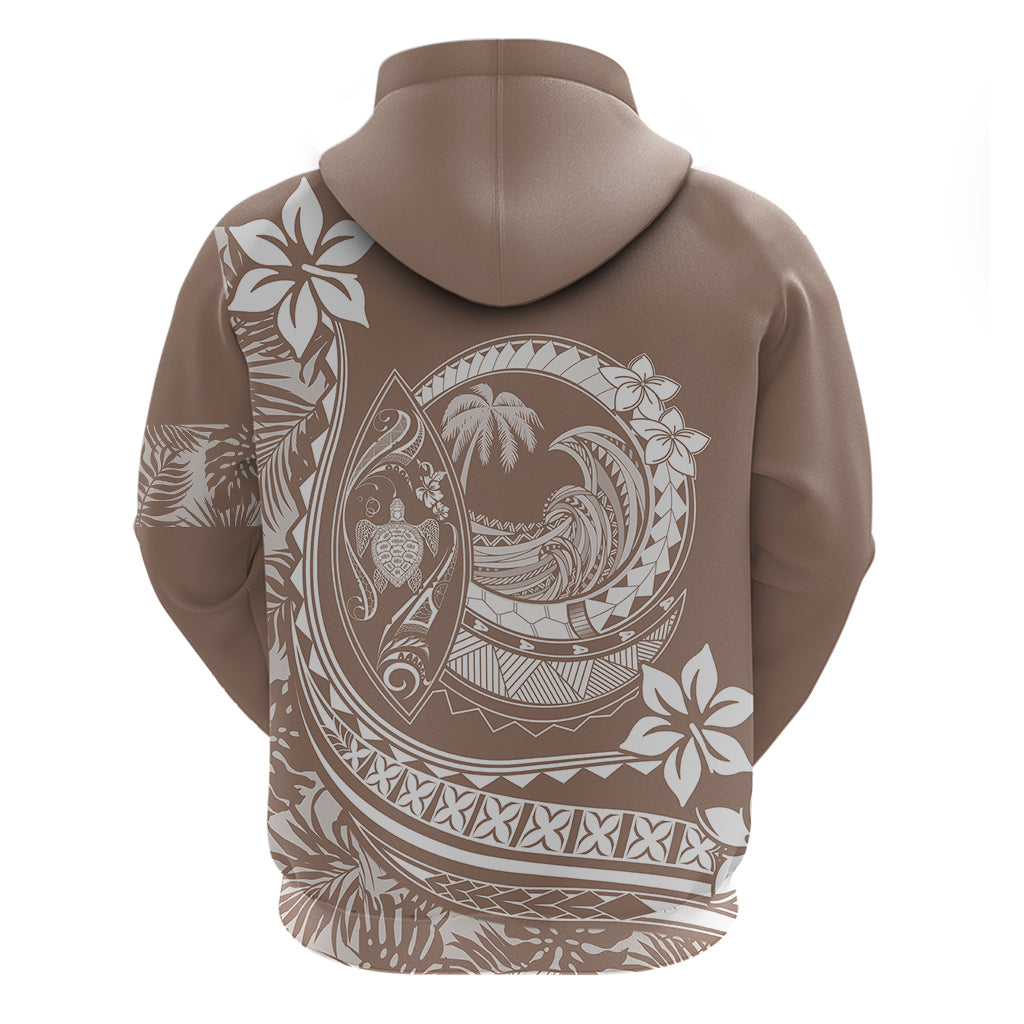 Polynesian Plumeria Hoodie Ride The Waves Beige LT7 - Polynesian Pride
