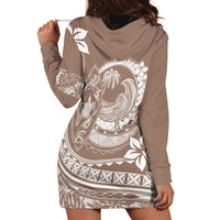 Polynesian Plumeria Hoodie Dress Ride The Waves - Beige LT7 - Polynesian Pride