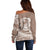 Polynesian Plumeria Off Shoulder Sweater Ride The Waves - Beige LT7 - Polynesian Pride