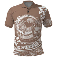 Polynesian Plumeria Polo Shirt Ride The Waves Beige LT7 Beige - Polynesian Pride