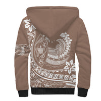 Polynesian Plumeria Sherpa Hoodie Ride The Waves - Beige LT7 - Polynesian Pride