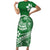 Polynesian Plumeria Short Sleeve Bodycon Dress Ride The Waves - Green LT7 Long Dress Green - Polynesian Pride