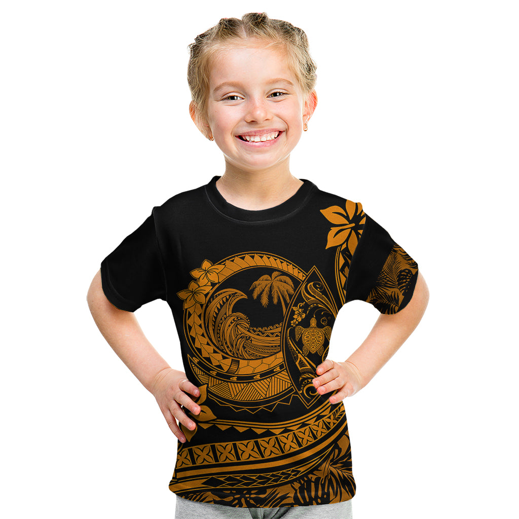 Polynesian Plumeria Kid T Shirt Ride The Waves - Orange LT7 Orange - Polynesian Pride