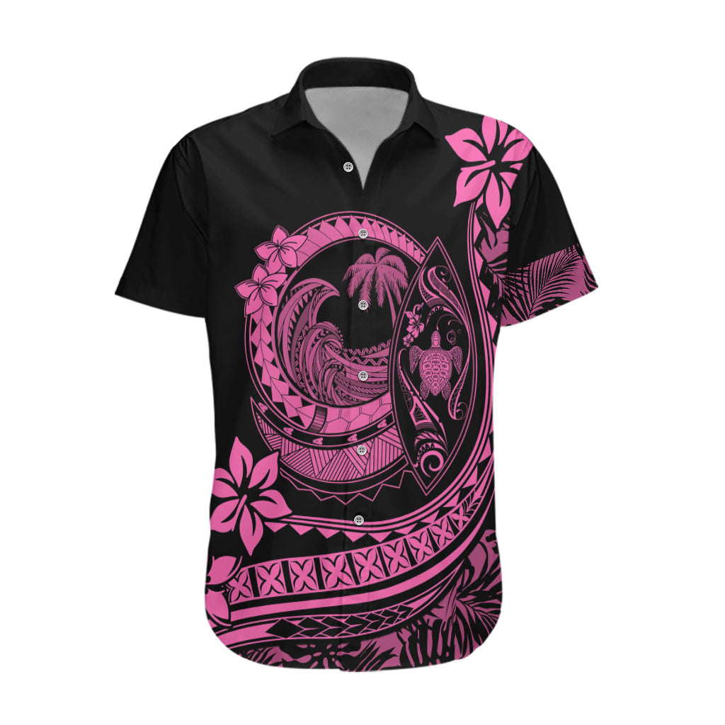 Polynesian Plumeria Hawaiian Shirt Ride The Waves - Pink LT7 Pink - Polynesian Pride
