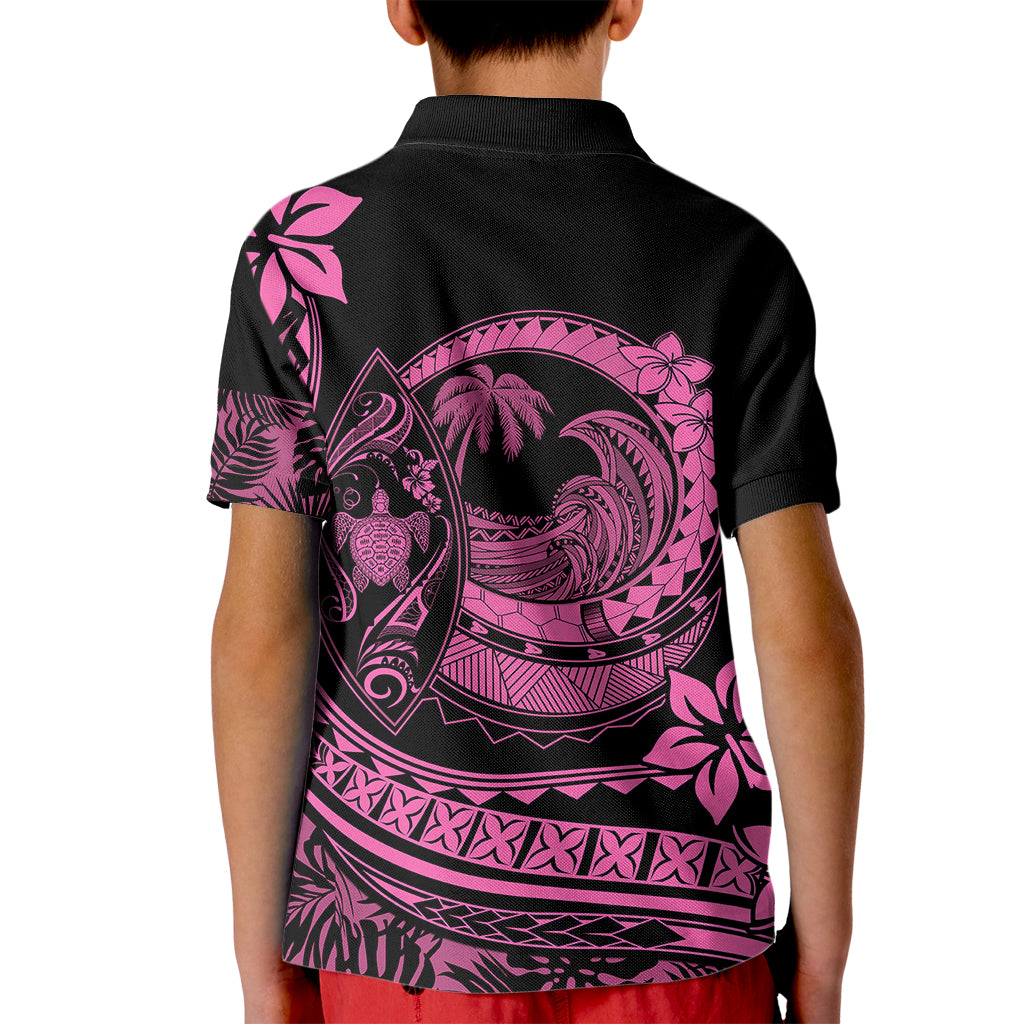 Polynesian Plumeria Kid Polo Shirt Ride The Waves - Pink LT7 - Polynesian Pride