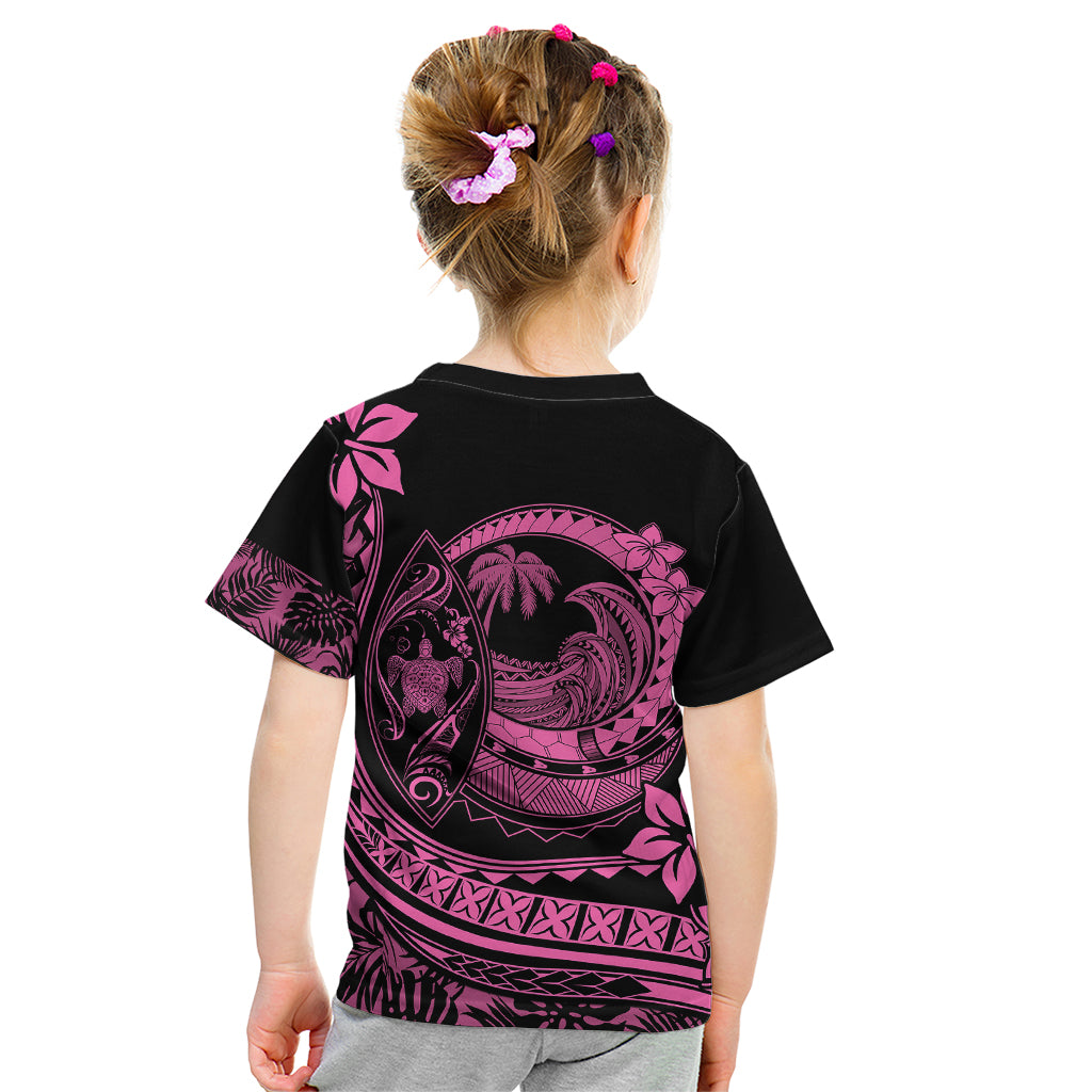 Polynesian Plumeria Kid T Shirt Ride The Waves - Pink LT7 - Polynesian Pride