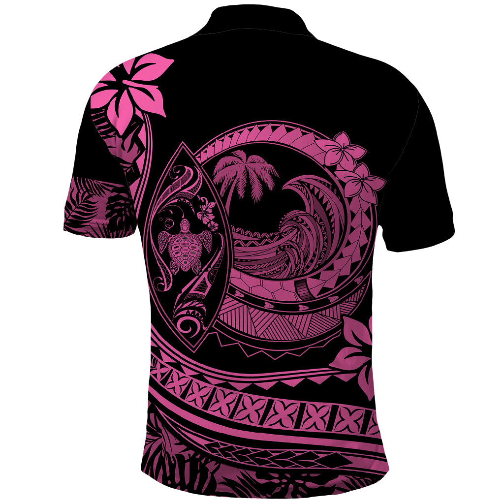 Polynesian Plumeria Polo Shirt Ride The Waves Pink LT7 - Polynesian Pride