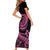 Polynesian Plumeria Short Sleeve Bodycon Dress Ride The Waves - Pink LT7 - Polynesian Pride