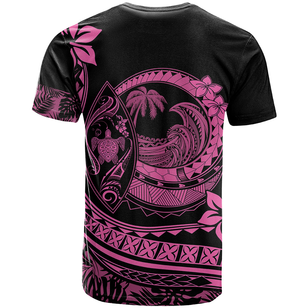 Polynesian Plumeria T Shirt Ride The Waves Pink LT7 - Polynesian Pride