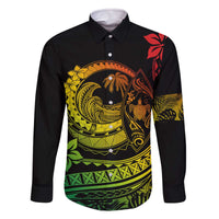 Hawaii Family Matching Outfits Polynesian Plumeria Off Shoulder Long Sleeve Dress And Shirt Family Set Clothes Ride The Waves - Reggae LT7