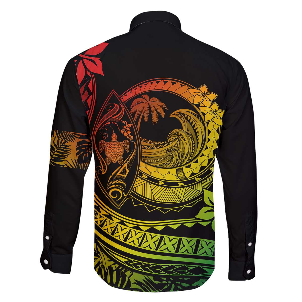 Hawaii Family Matching Outfits Polynesian Plumeria Off Shoulder Long Sleeve Dress And Shirt Family Set Clothes Ride The Waves - Reggae LT7