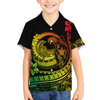 Hawaii Family Matching Outfits Polynesian Plumeria Off Shoulder Long Sleeve Dress And Shirt Family Set Clothes Ride The Waves - Reggae LT7