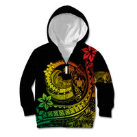 Polynesian Plumeria Kid Hoodie Ride The Waves - Reggae LT7 Zip Hoodie Reggae - Polynesian Pride
