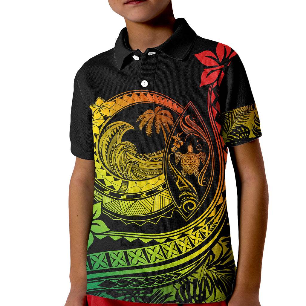 Polynesian Plumeria Kid Polo Shirt Ride The Waves - Reggae LT7 Kid Reggae - Polynesian Pride