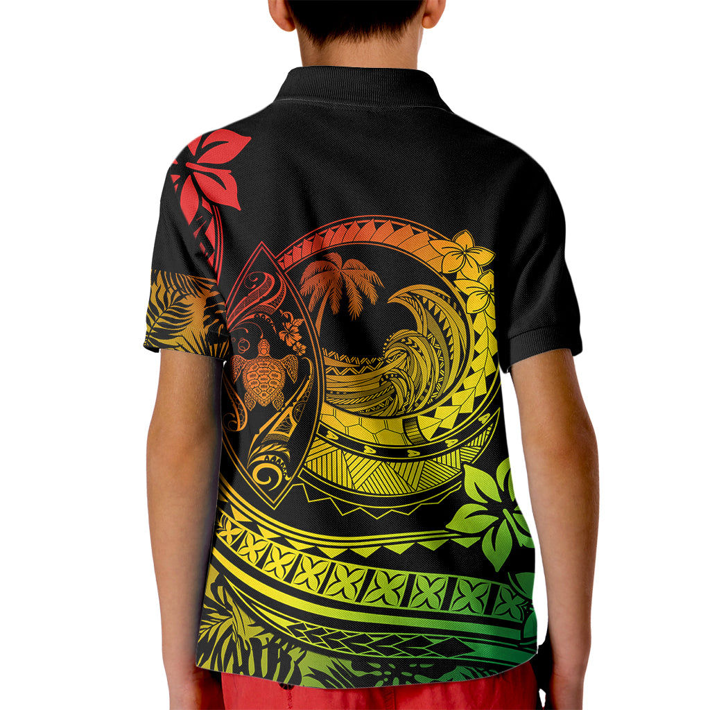 Polynesian Plumeria Kid Polo Shirt Ride The Waves - Reggae LT7 - Polynesian Pride