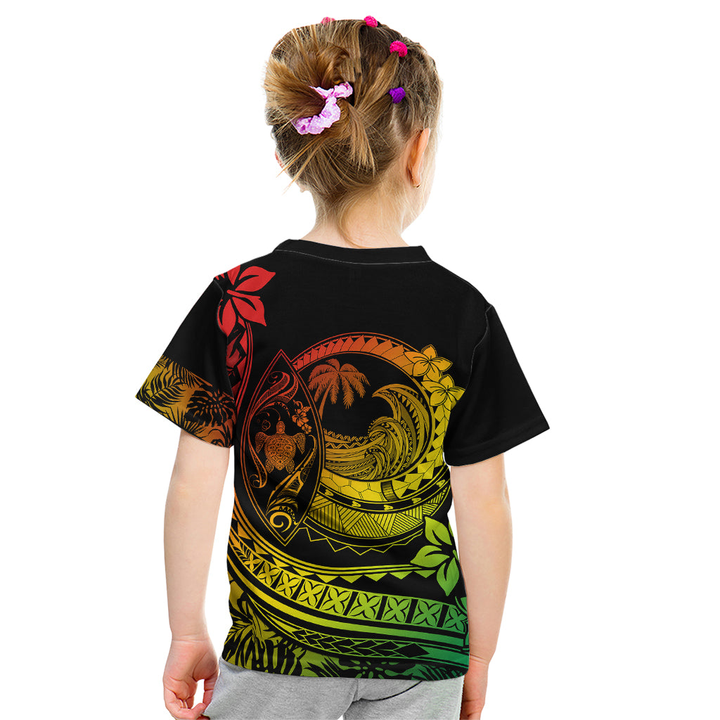 Polynesian Plumeria Kid T Shirt Ride The Waves - Reggae LT7 - Polynesian Pride