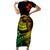 Polynesian Plumeria Short Sleeve Bodycon Dress Ride The Waves - Reggae LT7 Long Dress Reggae - Polynesian Pride