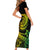 Polynesian Plumeria Short Sleeve Bodycon Dress Ride The Waves - Reggae LT7 - Polynesian Pride