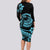 Polynesian Plumeria Long Sleeve Bodycon Dress Ride The Waves - Turquoise LT7 - Polynesian Pride