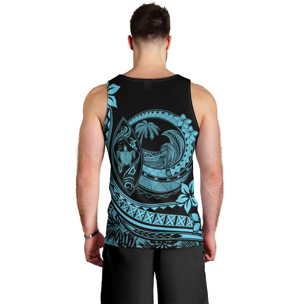 Polynesian Plumeria Men Tank Top Ride The Waves - Turquoise LT7 - Polynesian Pride