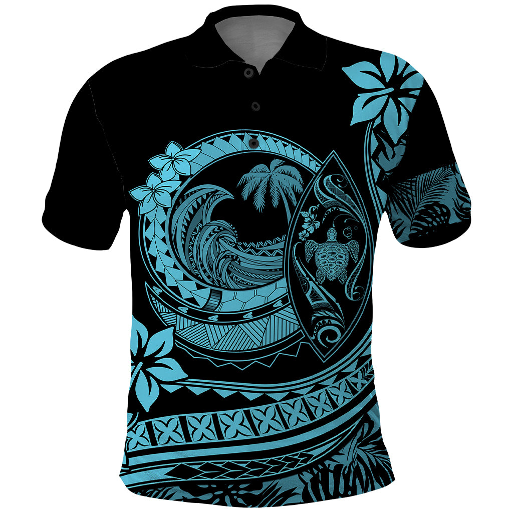 Polynesian Plumeria Polo Shirt Ride The Waves Turquoise LT7 Turquoise - Polynesian Pride