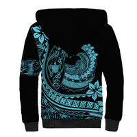 Polynesian Plumeria Sherpa Hoodie Ride The Waves - Turquoise LT7 - Polynesian Pride