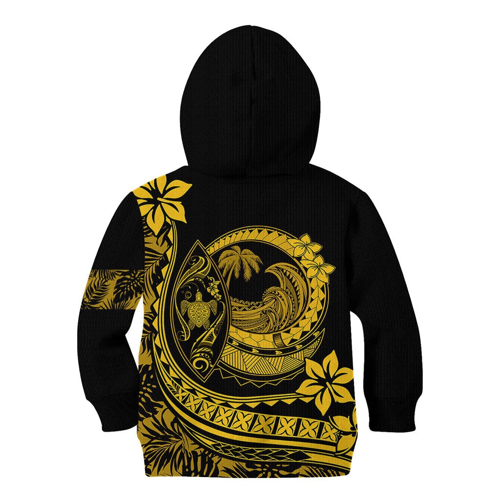 Polynesian Plumeria Kid Hoodie Ride The Waves - Yellow LT7 - Polynesian Pride