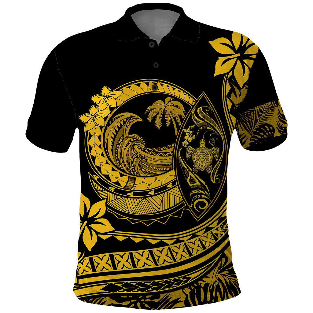 Polynesian Plumeria Polo Shirt Ride The Waves Yellow LT7 Yellow - Polynesian Pride