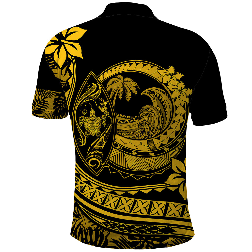 Polynesian Plumeria Polo Shirt Ride The Waves Yellow LT7 - Polynesian Pride