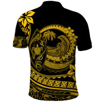 Polynesian Plumeria Polo Shirt Ride The Waves Yellow LT7 - Polynesian Pride