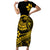 Polynesian Plumeria Short Sleeve Bodycon Dress Ride The Waves - Yellow LT7 Long Dress Yellow - Polynesian Pride