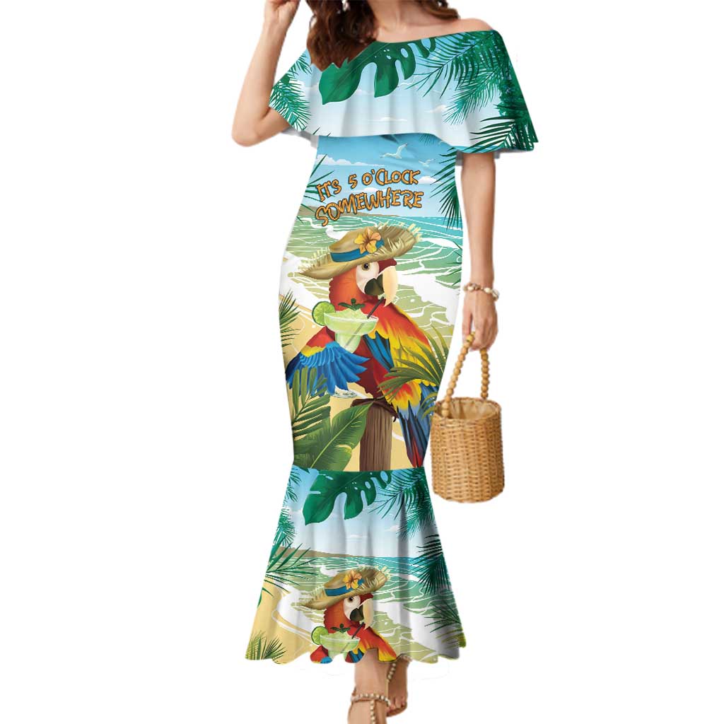 Aloha Hawaii It's 5 o'clock Somewhere Family Matching Mermaid Dress and Hawaiian Shirt - Polynesian Pride