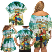 Aloha Hawaii It's 5 o'clock Somewhere Family Matching Off Shoulder Short Dress and Hawaiian Shirt - Polynesian Pride