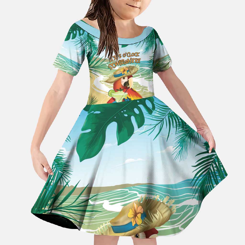 Aloha Hawaii It's 5 o'clock Somewhere Family Matching Tank Maxi Dress and Hawaiian Shirt - Polynesian Pride
