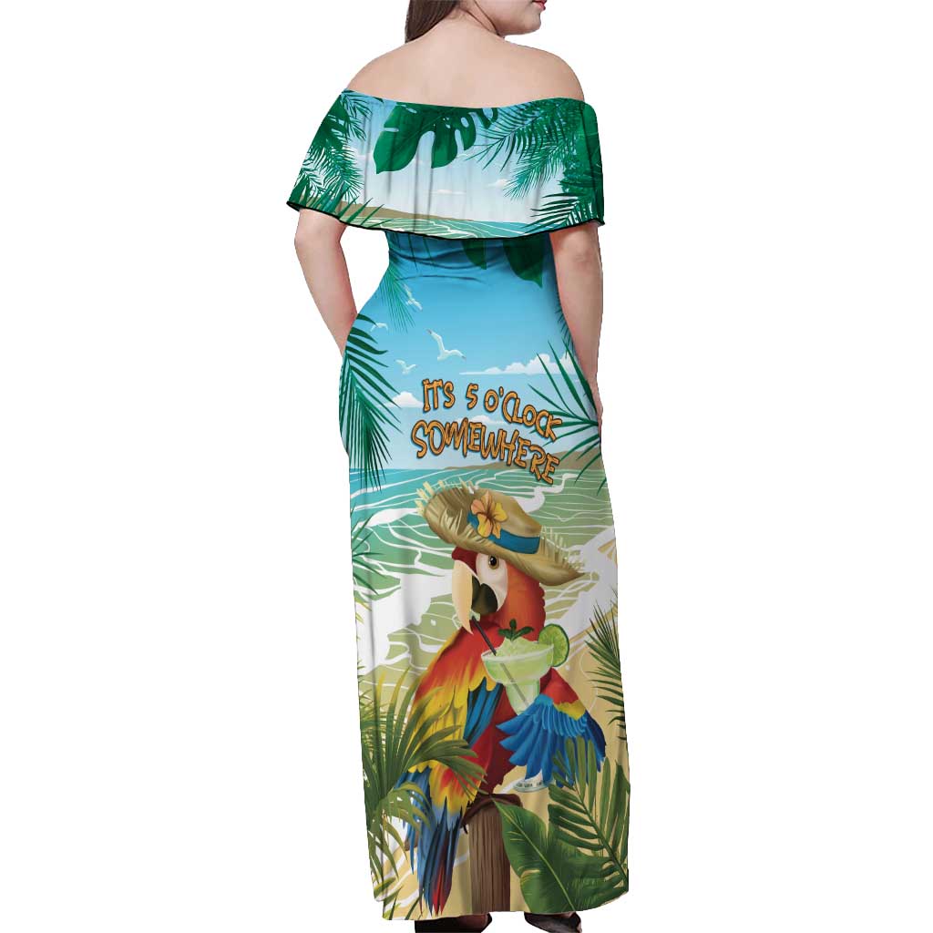 Aloha Hawaii It's 5 o'clock Somewhere Off Shoulder Maxi Dress - Polynesian Pride
