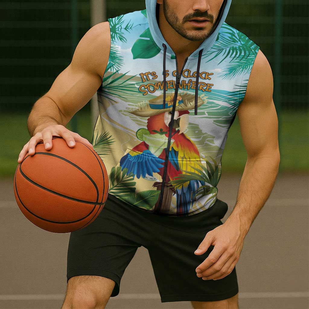 Aloha Hawaii It's 5 o'clock Somewhere Sleeveless Zip Hoodie LT7