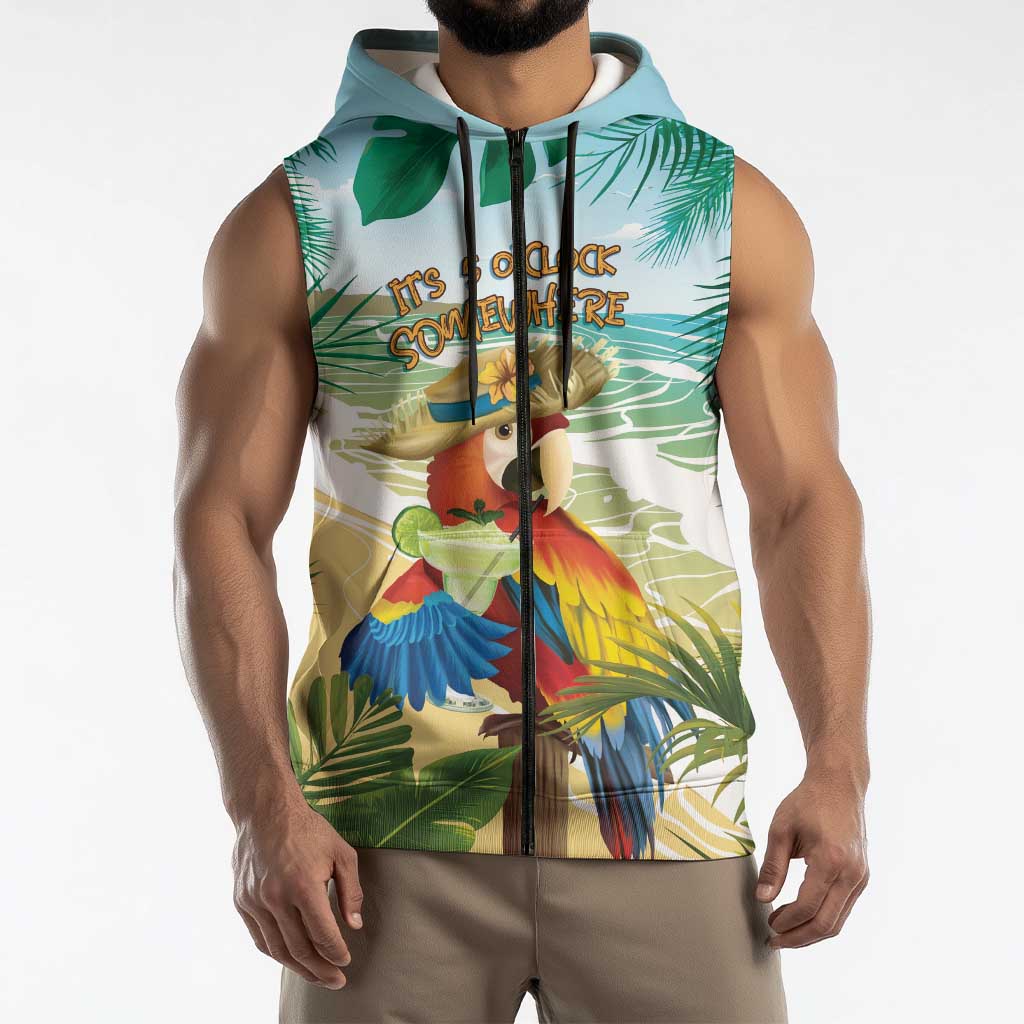 Aloha Hawaii It's 5 o'clock Somewhere Sleeveless Zip Hoodie LT7