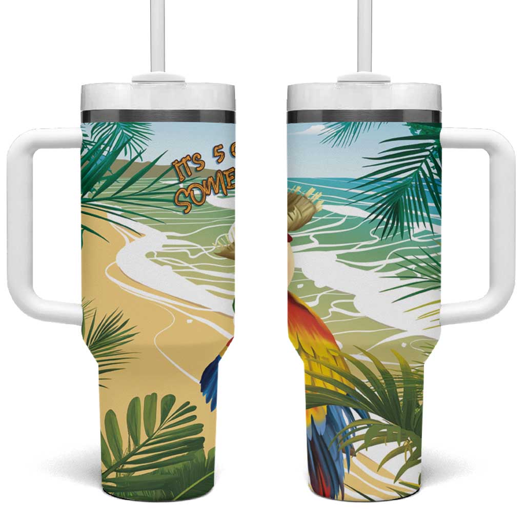 Aloha Hawaii It's 5 o'clock Somewhere Tumbler With Handle - Polynesian Pride