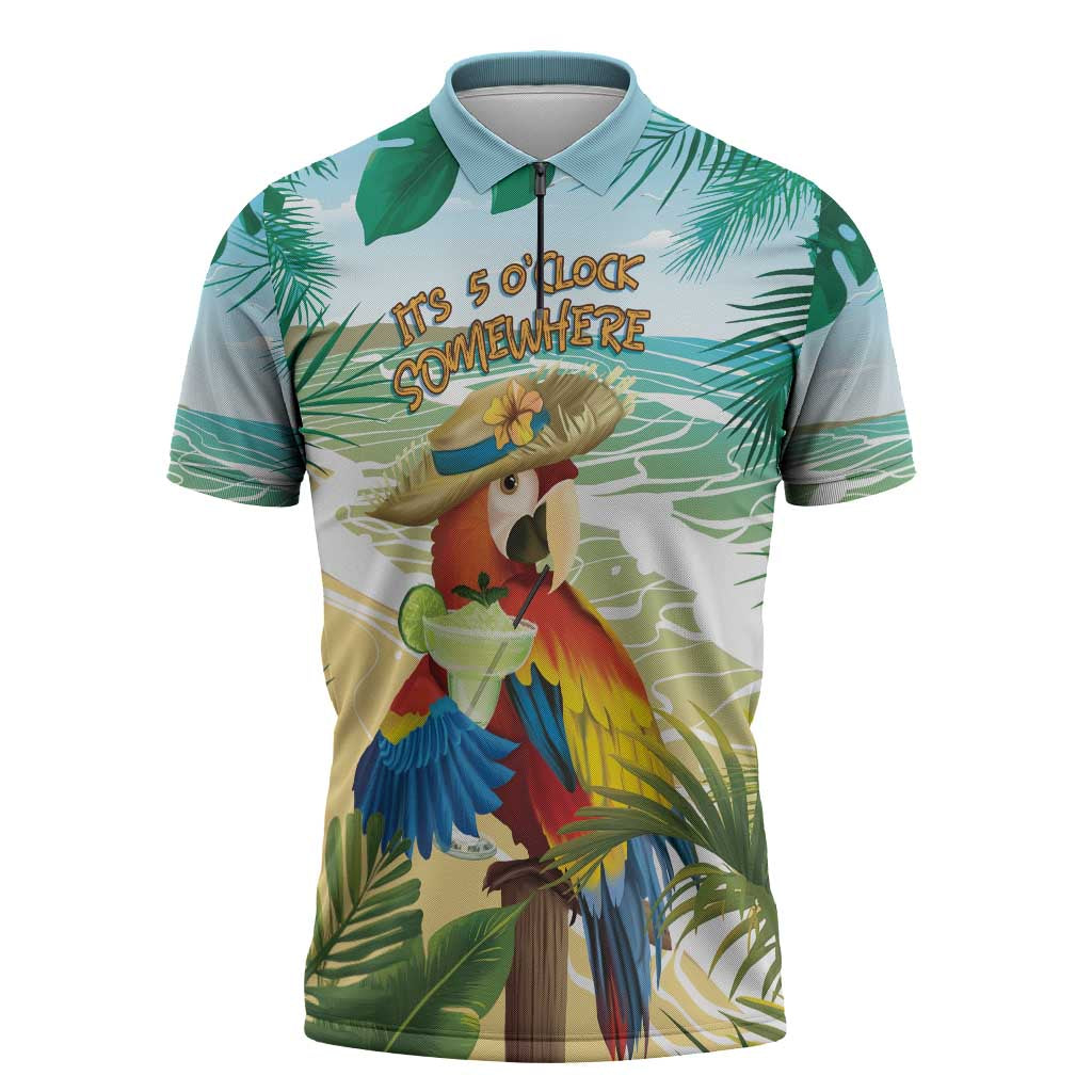 Aloha Hawaii It's 5 o'clock Somewhere Zipper Polo Shirt - Polynesian Pride
